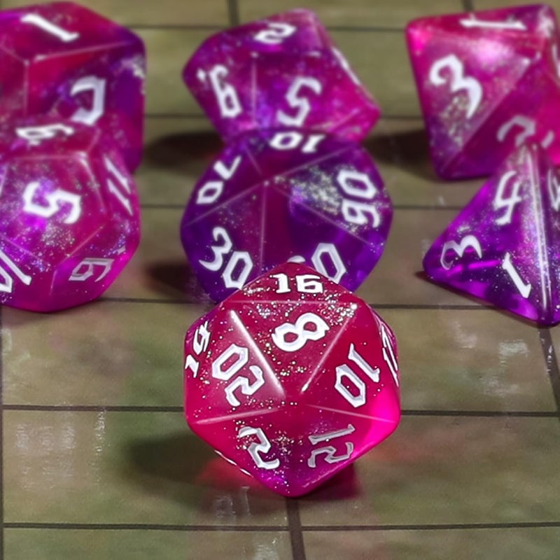 CiaraQ DND Polyhedral Dice Set for Dungeons and Dragons RPG MTG Role Playing Table Games-with 1 Dice Pouch (Purple + Red + Glitter) - Image 3